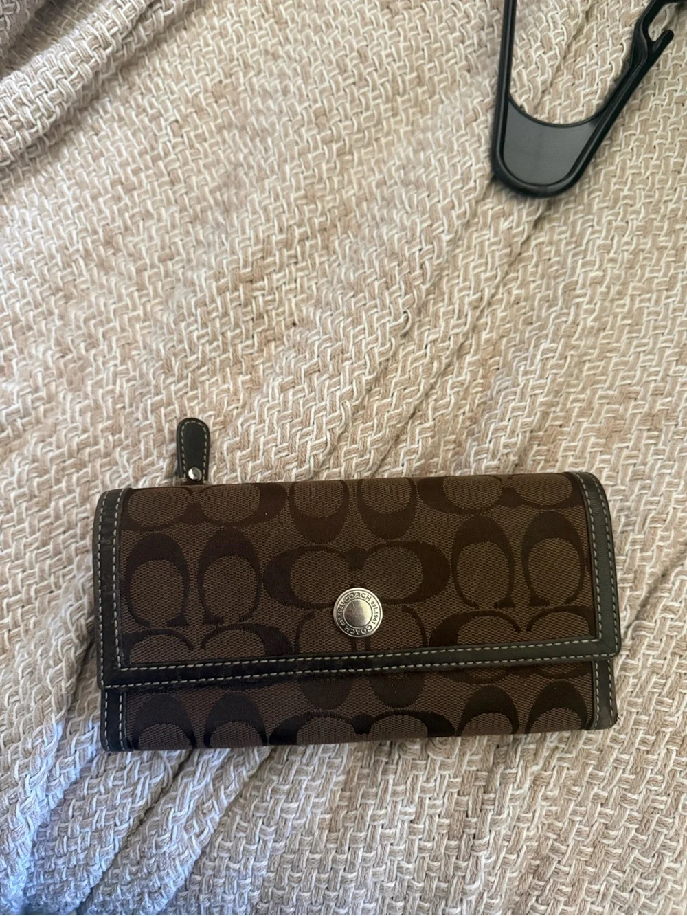 Vintage Coach Signature Brown Canvas Continental Wallet